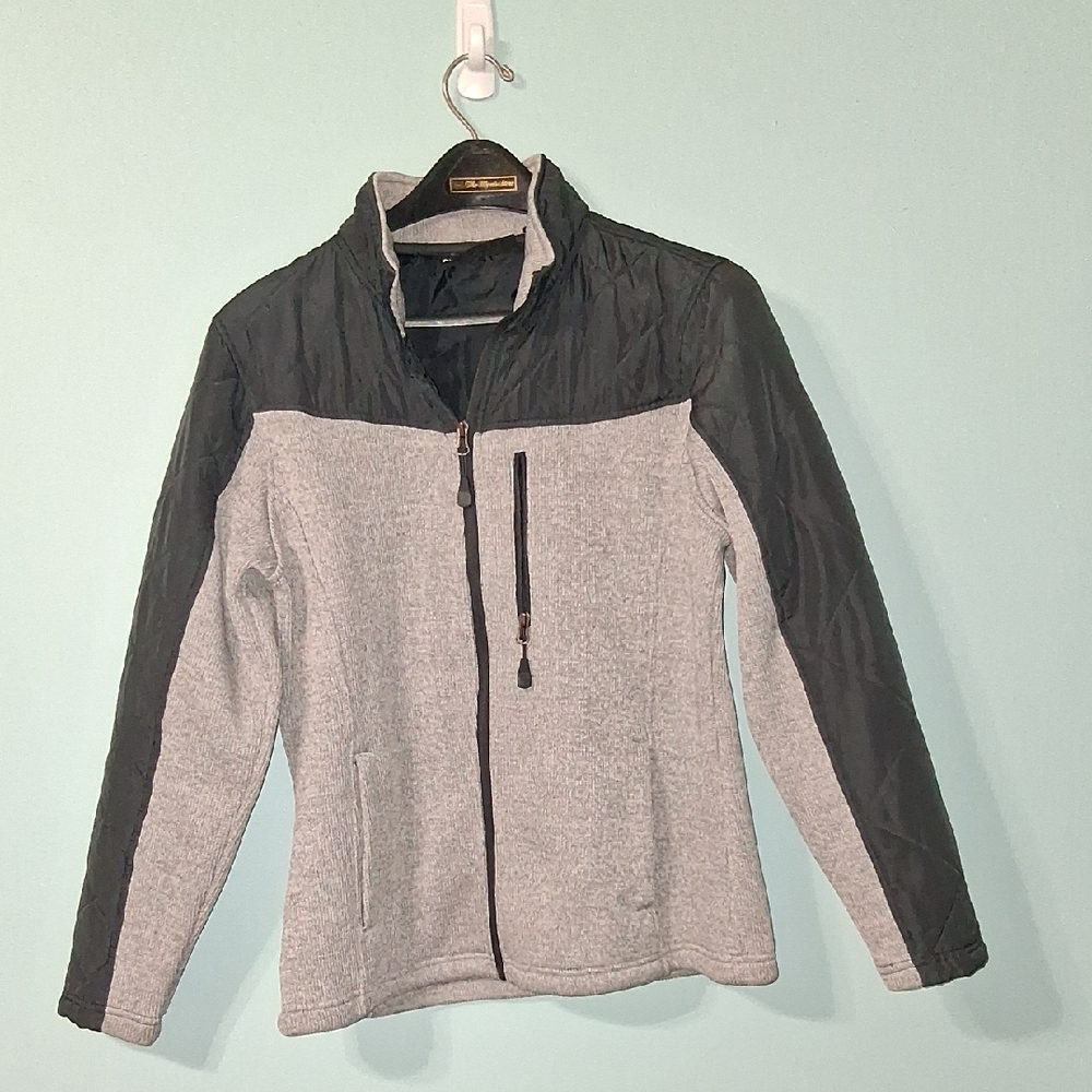 Swiss Tech Full Zip Quilted Jacket Women's Size L Gray Black